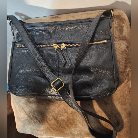 Fossil Black Pebble Leather Crossbody Bag - Picture 2 of 12